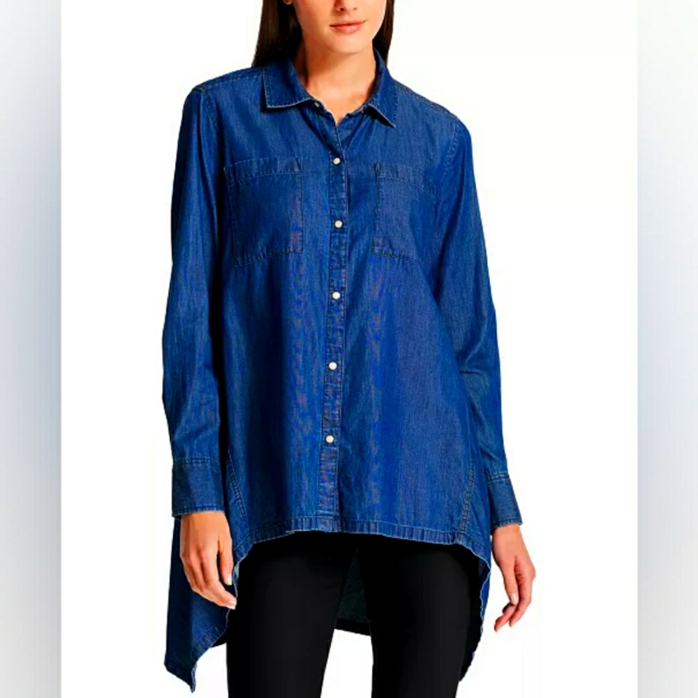 1XL High-Low Denim Shirt